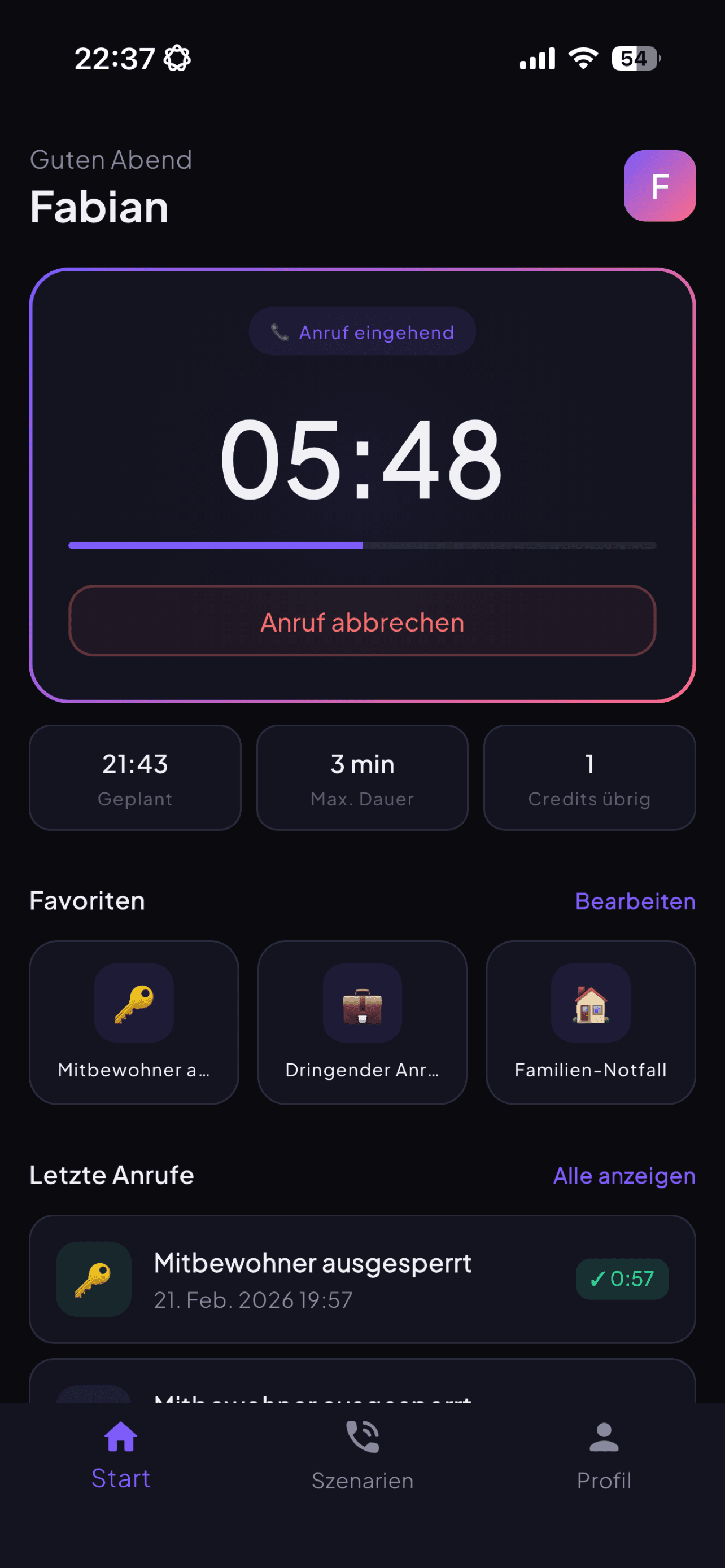 ExcuseApp — KI-gestützte Escape-Calls: Screenshot 6