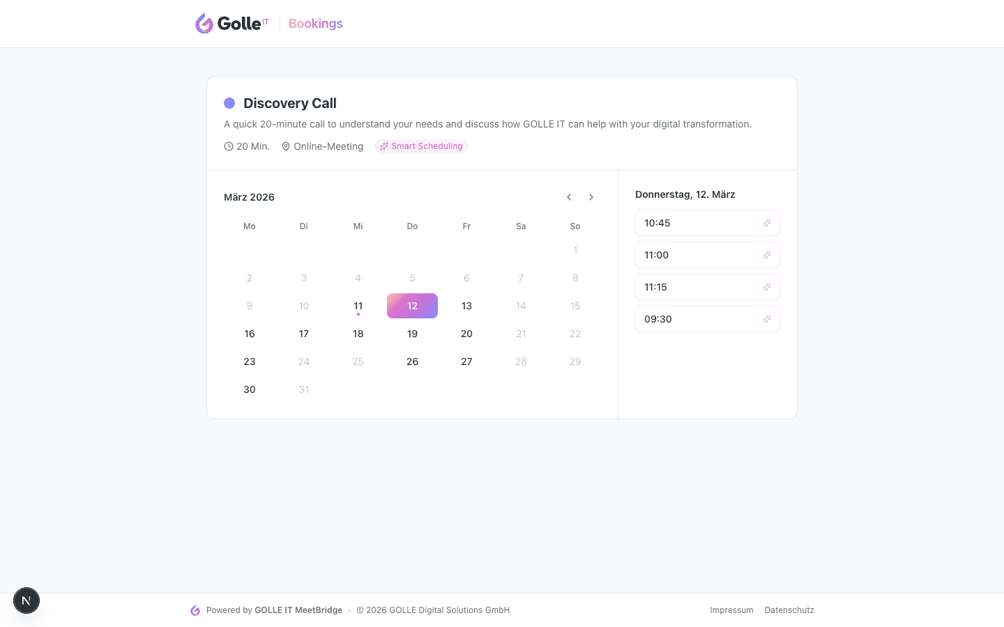 MeetBridge — Intelligente Terminplanung: Screenshot 1